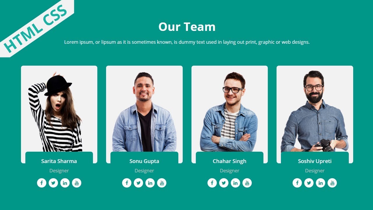 Create The Our Team Section Responsive By Using Html & Css - Youtube