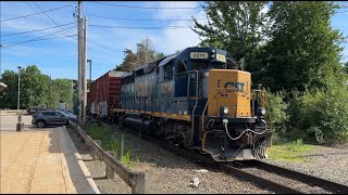 Fanning the MBTA Franklin Line pt 1 Walpole MA - CSX L010 and L011 Plus T Trains 2024