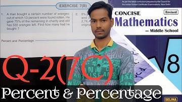 Exercise 7C Questions 2 Chapter 7 Percent and percentage Class 8 ICSE math (@icsemaths592