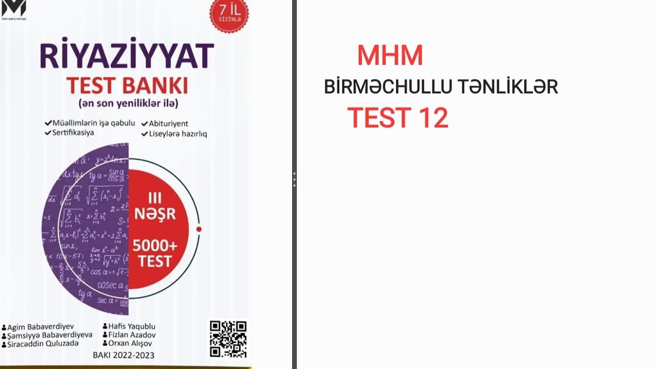 MHM BİRMƏCHULLU TƏNLİKLƏR TEST 12