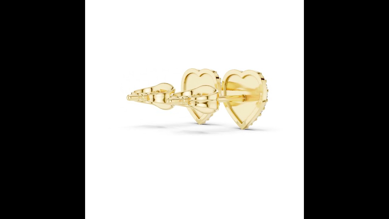 Round Cut Diamond Heart Pavé Stud Earrings