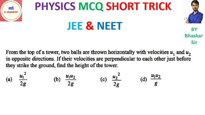 From the top of a tower two balls are thrown horizontally with velocities U1 and U2 in opposite dire