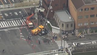 作業車とタクシーが衝突  1人死亡、6人重軽傷