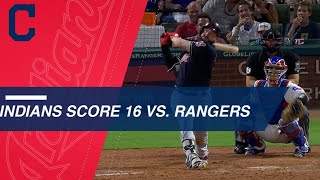 Indians score 16 runs against the Rangers