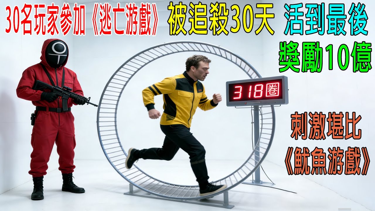 30名玩家參加《逃亡游戲》，被追殺30天，活到最後獎勵10億美金，刺激堪比《魷魚游戲》
