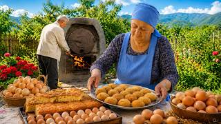 Grandma Bakes Homemade Cookies and Cakes with Jam Syrup | Azerbaijan Village Life