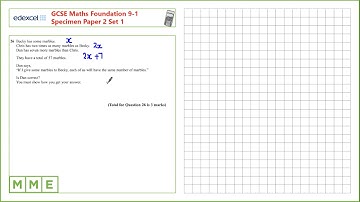 GCSE Maths EDEXCEL Specimen Set 1 Foundation     Paper 2   Q26 Forming and solving equations