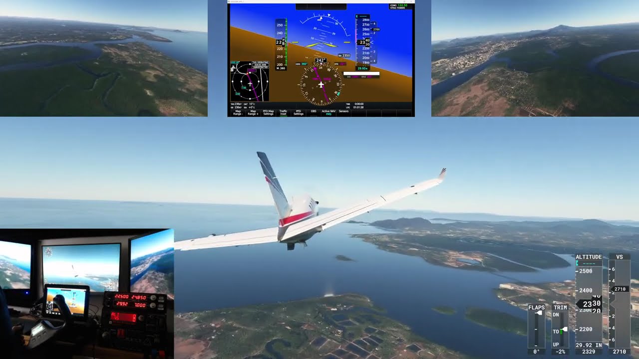 Flying by Tonsai and Railay beach Thailand on TBM 930 at MFS2020