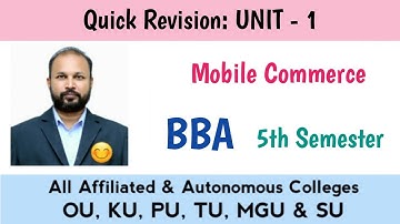 Mobile Commerce UNIT 1 Last Minute Snelle herziening 2025-26 BBA 5th V Sem Gunshot OU KU TU PU MG...