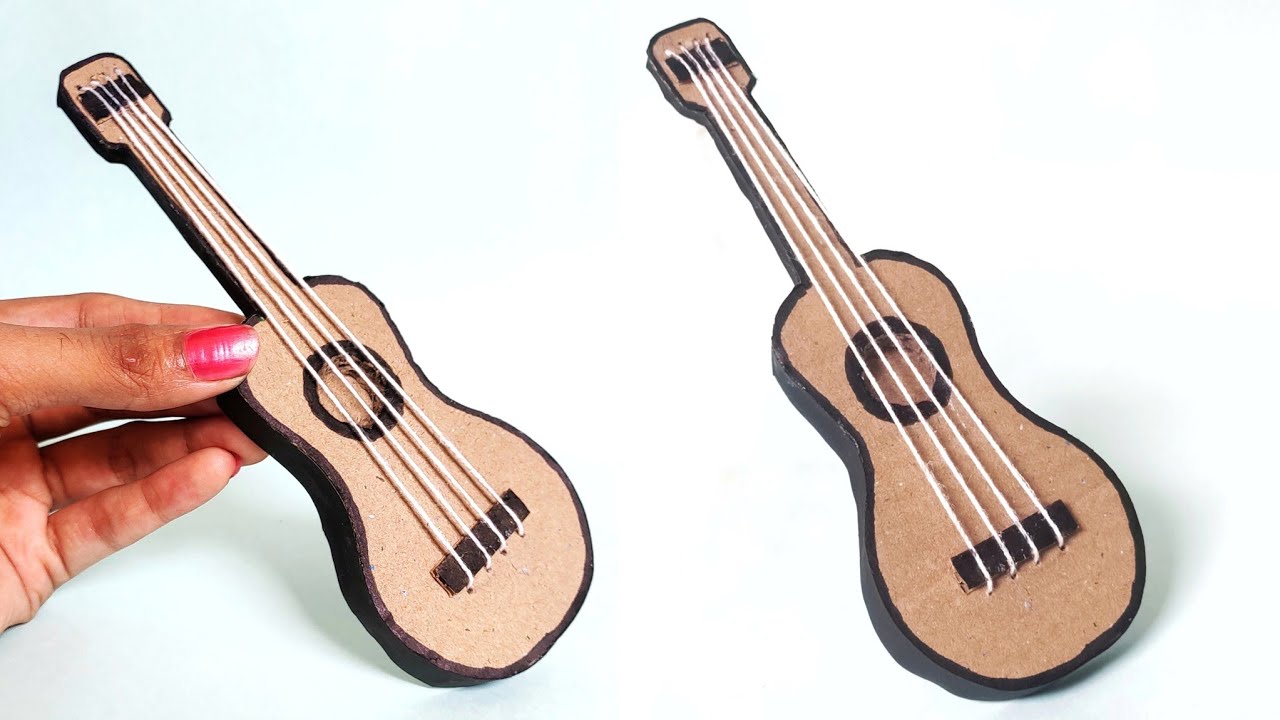 Mini guitar making From Cardboard Diy Showpiece Craft ideas from