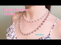 DIY beaded necklace, Jewelry making tutorial, Seed beads + Rondelle + Bugle beads