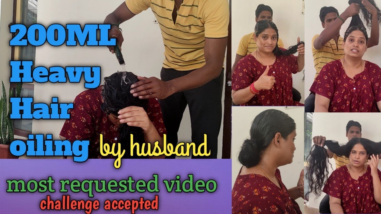 200 ML Hair Oiling by Husband|| Requested Video||Challenge Accepted 👍🤩