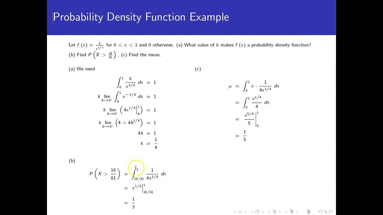 Probability Density Function Example - YouTube