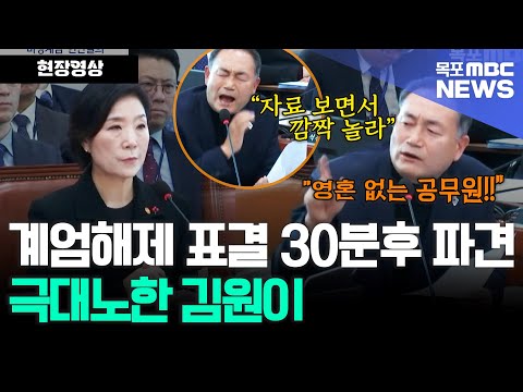 계엄 해제 표결하고 30분 후에 파견 요청 확인하고 극대노하는 <strong>김원이</strong> 의원