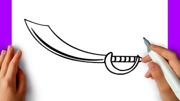 How to Draw a Pirate Sword Easy. Step by Step.
