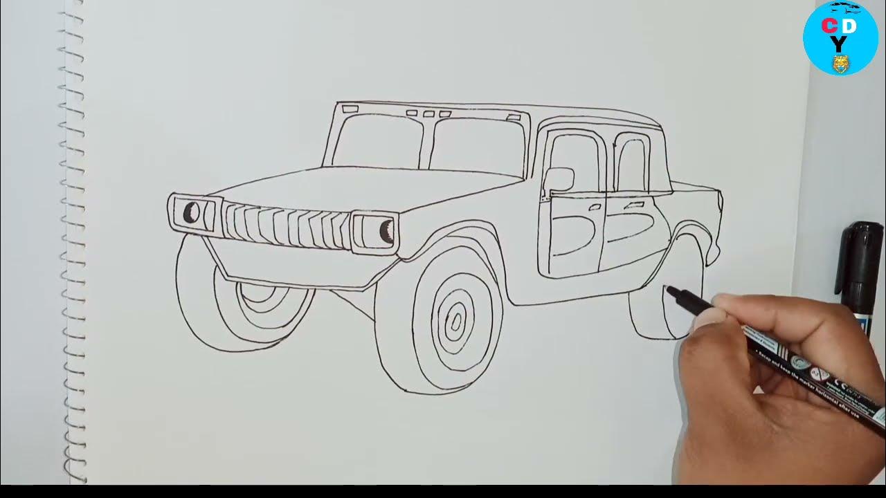 How to Draw Hummer H1 step by step 🚙 YouTube