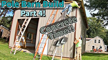 TIN, WINDOWS, DOORS, + CONCRETE POUR!! POLE BARN BUILD (PART 4)