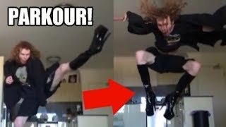 DOING PARKOUR IN HIGH HEELS!!!