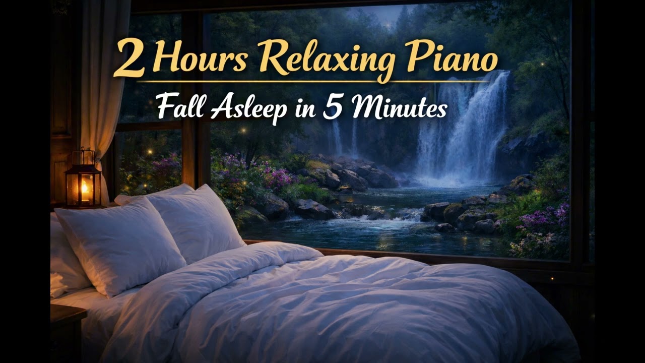 2 HOURS RELAXING PIANO MUSIC/ Slow Relaxing Piano + Heavy Rain Ambience for Sleeping