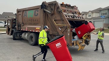 Garbage Truck Back Step Ride Along! CCC Heil PowerTrak Rear Loader Packing Out on Heavy Trash