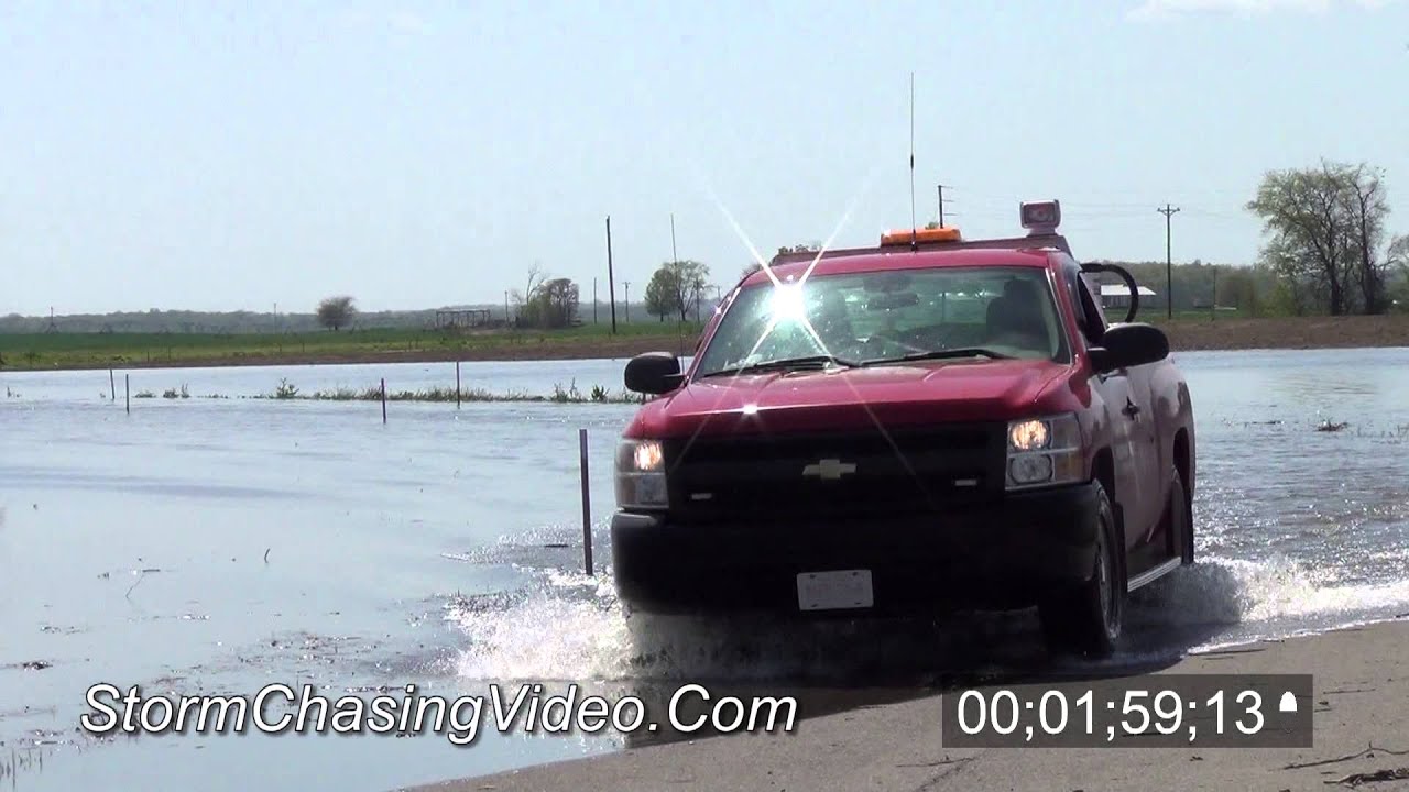4/25/2013 Dutchtown, MO Driving in river flooding Stock Footage B-Roll