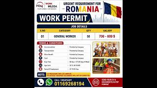 🔥 Romania Jobs for Indians 2026 | Work Permit Visa Available #workpermit #workpermitvisa #europe
