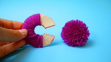 DIY How to Make a Pom Pom Maker Tutorial, Super Easy Pom Pom with Cardboard | DIY Yarn Studio