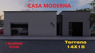 Casa Moderna 1 Nivel 14X15. 2 Dormitorios Planos De Casas