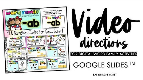 Word Family Directions for Google Slides™ by Abby Mullins | Babblingabby