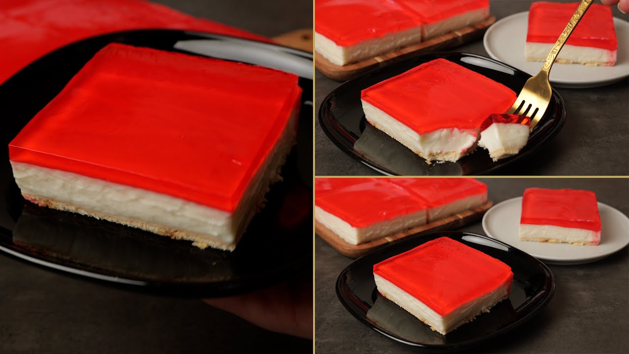 كيكة الجيلي الصيفية ب 5 دقائق بدون فرن بمكونات في كل بيت