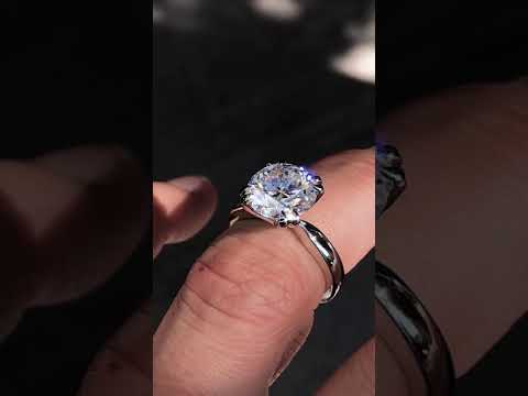 Wider Band Round Brilliant Moissanite Solitaire Ring ring video