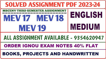 MSCENV Solved assignment 2023-24 /  MSCENV Third Semester assignment / Mev 17, 18, 19 Assignment