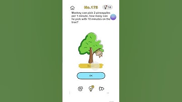 Brain Out Chapters No.173[Monkey can pick 2 pineapples per minute how many can he pick in 10minutes]