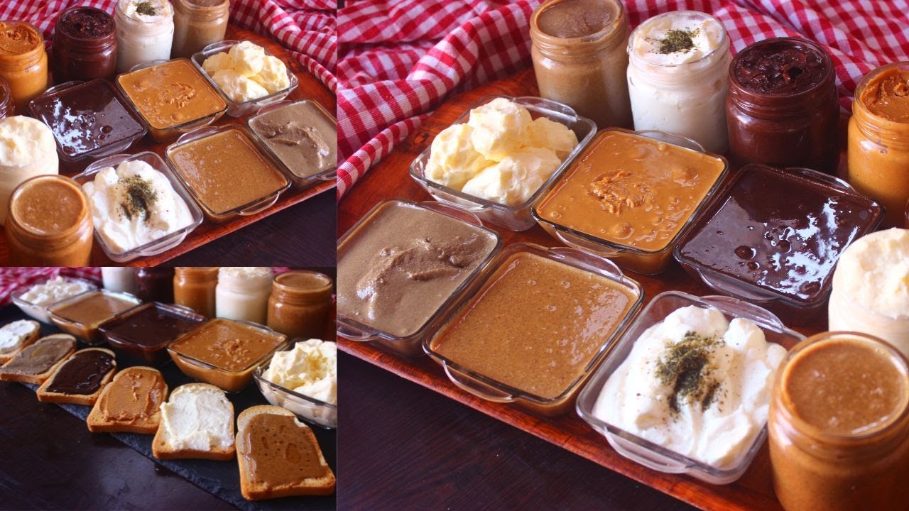 Арахисовое масло, пшенное и кунжутное масло, шоколадный соус, миндальный соус