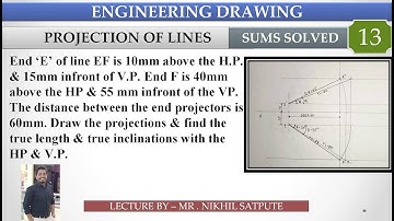 Engineering Drawing | Projection of lines Problem 13 | Learn with Nikhil