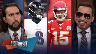 Chiefs lose to Raiders, Mahomes optimistic, Ravens roll Purdy \& 49ers | NFL | FIRST THINGS FIRST