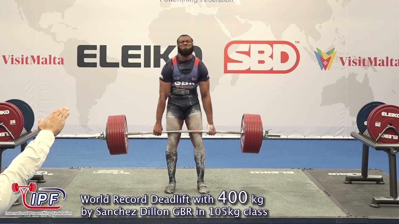 World Record Deadlift with 400 kg by Sanchez Dillon GBR in 105kg class