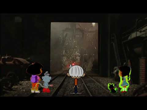 Lincoln, Dorothy, Toto, Dora, & Boots at the Smelter's Yard