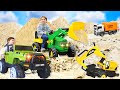 Collection de dessins anims sur les voitures pelle jcb tracteur john deere camion  ordures bruder