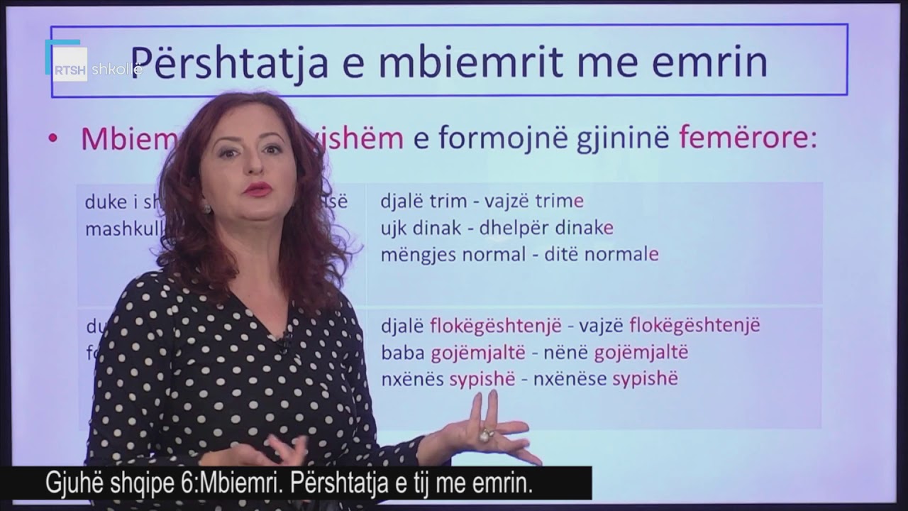 Gjuhë shqipe 6 - Mbiemri. Përshtatja e tij me emrin.