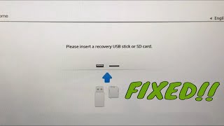 Please insert a recovery USB stick or SD Card - How to fix using a recovery USB stick