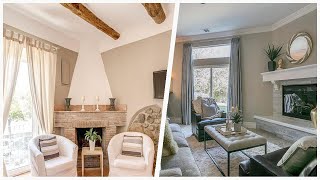 75 Ceramic Tile Family Room With A Corner Fireplace Design Ideas You'll Love ✅