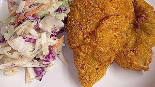 Fried Haddock Fish and Coleslaw