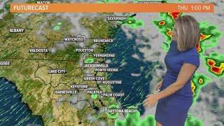 A developing nor'easter brings waves of coastal showers on Thursday; gusty conditions on Friday
