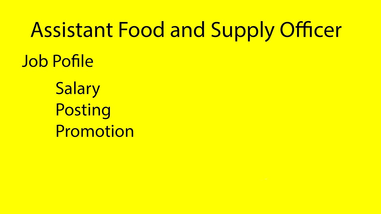 Assistant Food Supply Officer Job Profile YouTube