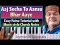Aaj Socha To Aansu Bhar Aaye || Easy Paino Tutorial Music Style Chords Notes ||