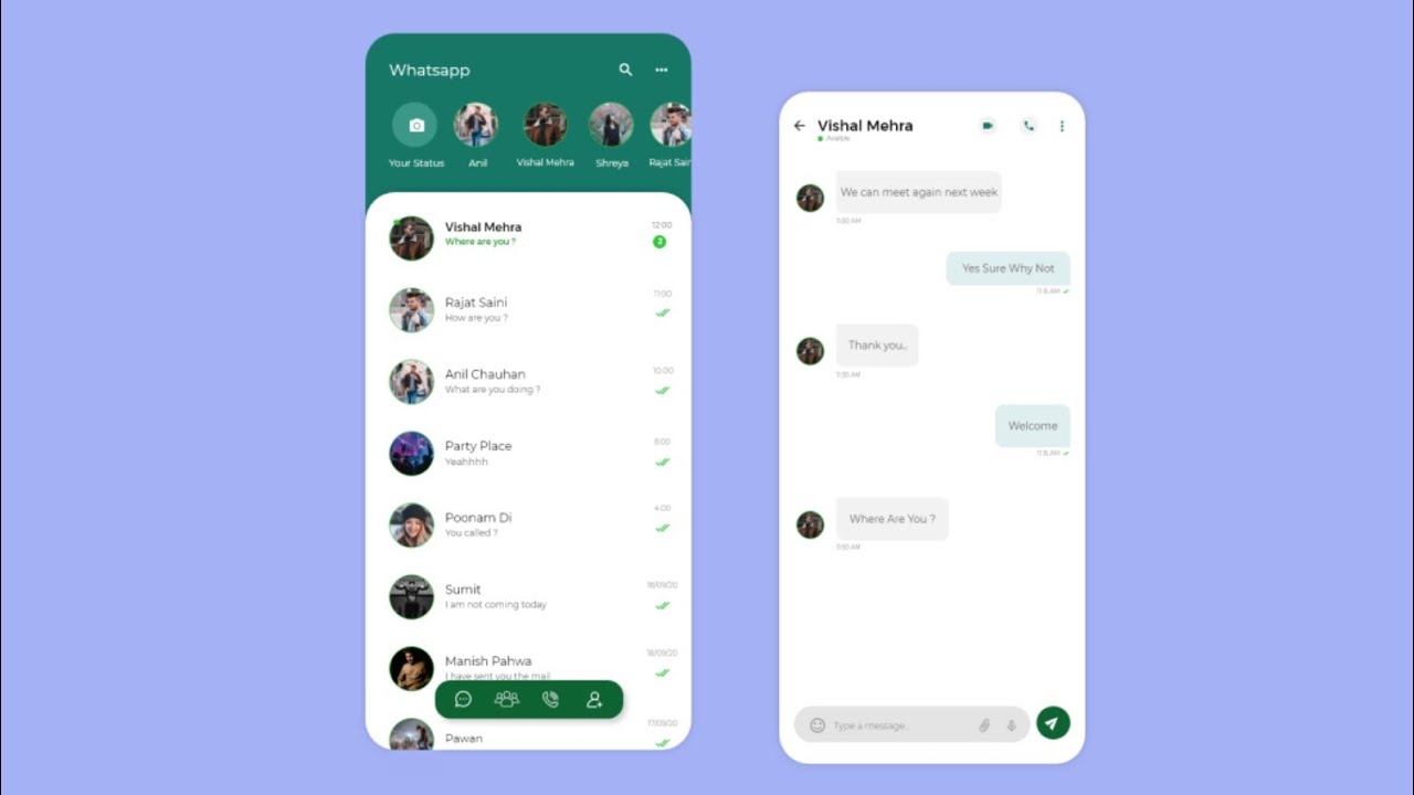 How to Make WhatsApp clone app UI using Flutter