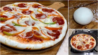 NO BAKE NO OVEN PIZZA | Soft & Easy Pizza Dough on Pan screenshot 5