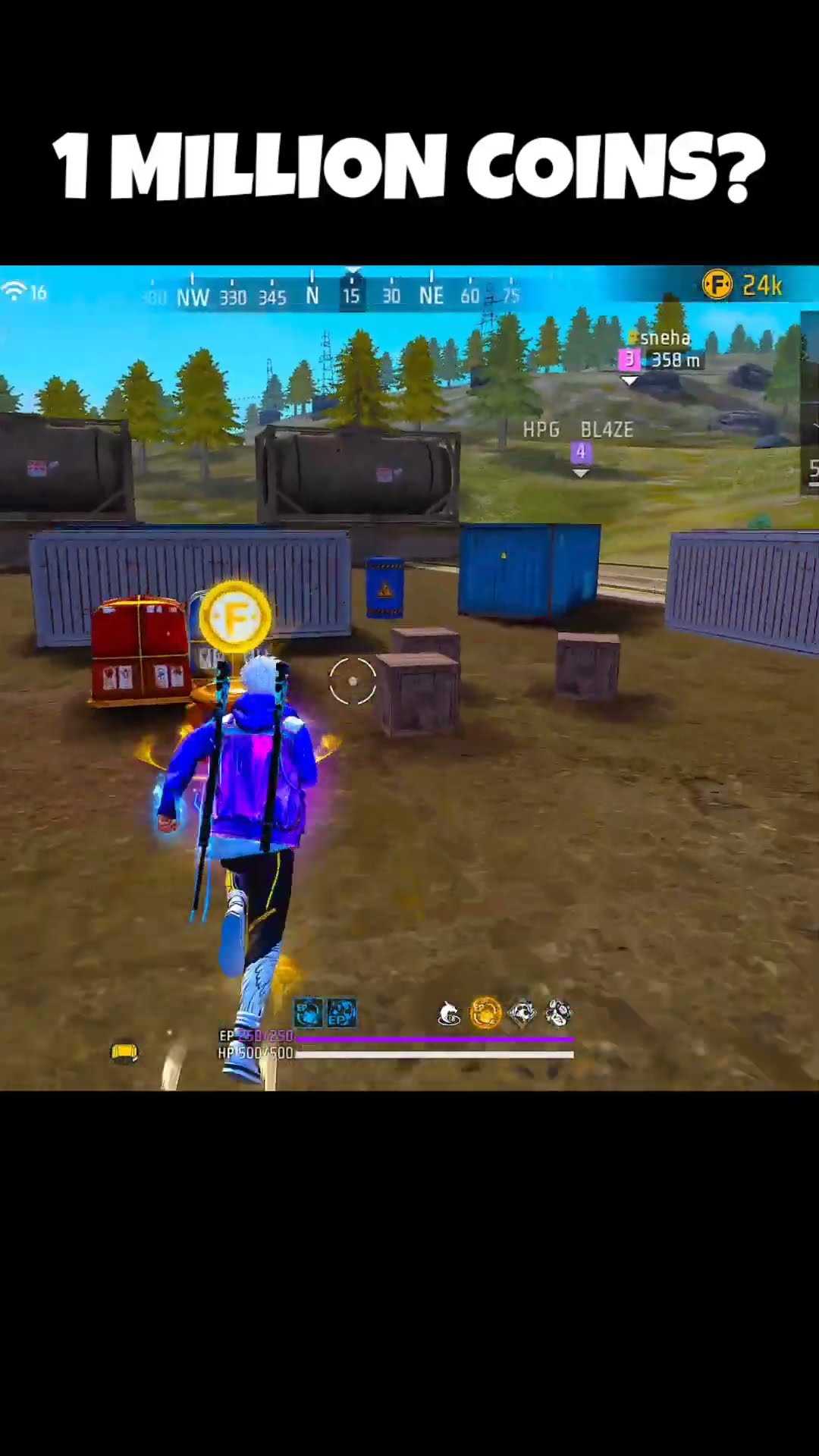 1 Million se Jada ff coins wo bhi 1 match main kese karliya dekho - Garena free fire max #shorts