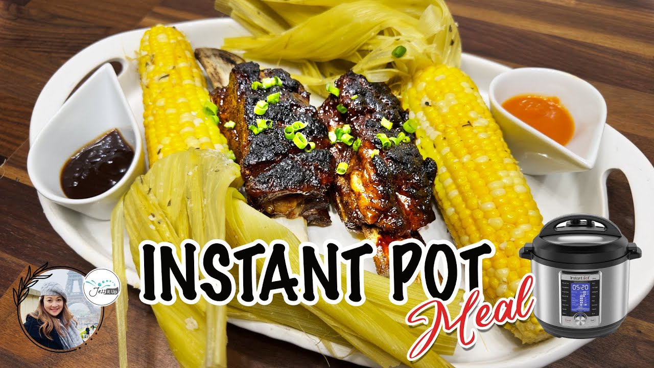 Weekday Meal for 2: Tender Juicy BBQ Short-ribs & Buttery Corns. A one pot dinner! Instant Pot